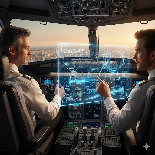 pilota operating a holographic menu