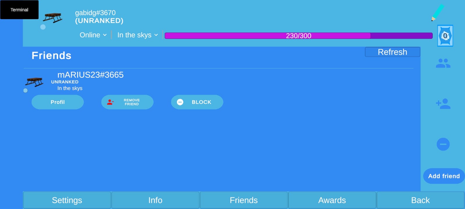 settings page