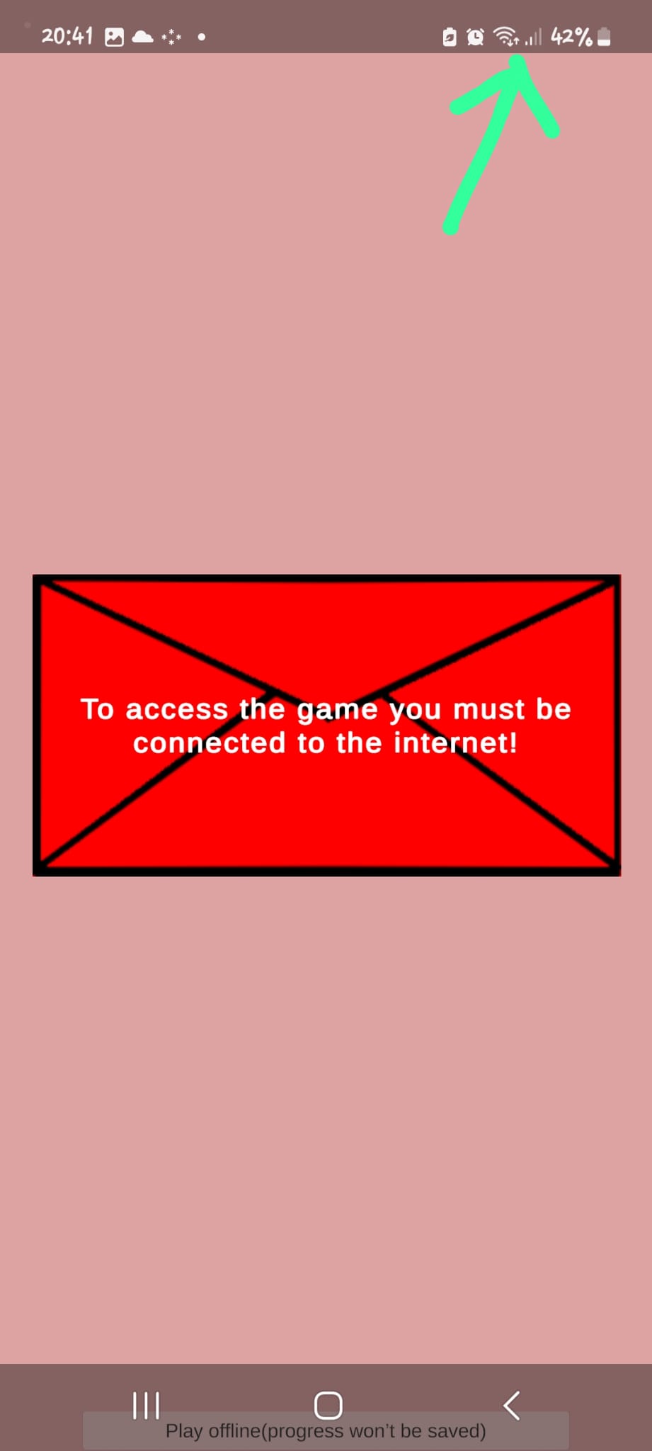 erroneous no internet screen